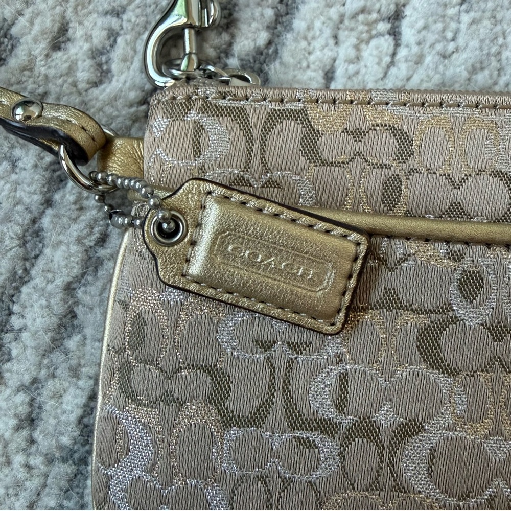 Coach metallic gold and silver wristlet small purse - Picture 2 of 7